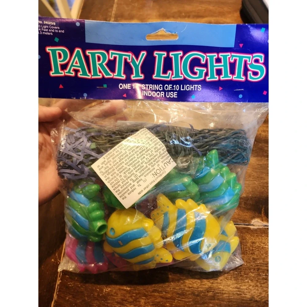 Vintage Amscan Party Lights Fish Covers Tropical Blow Mold Ocean Sea